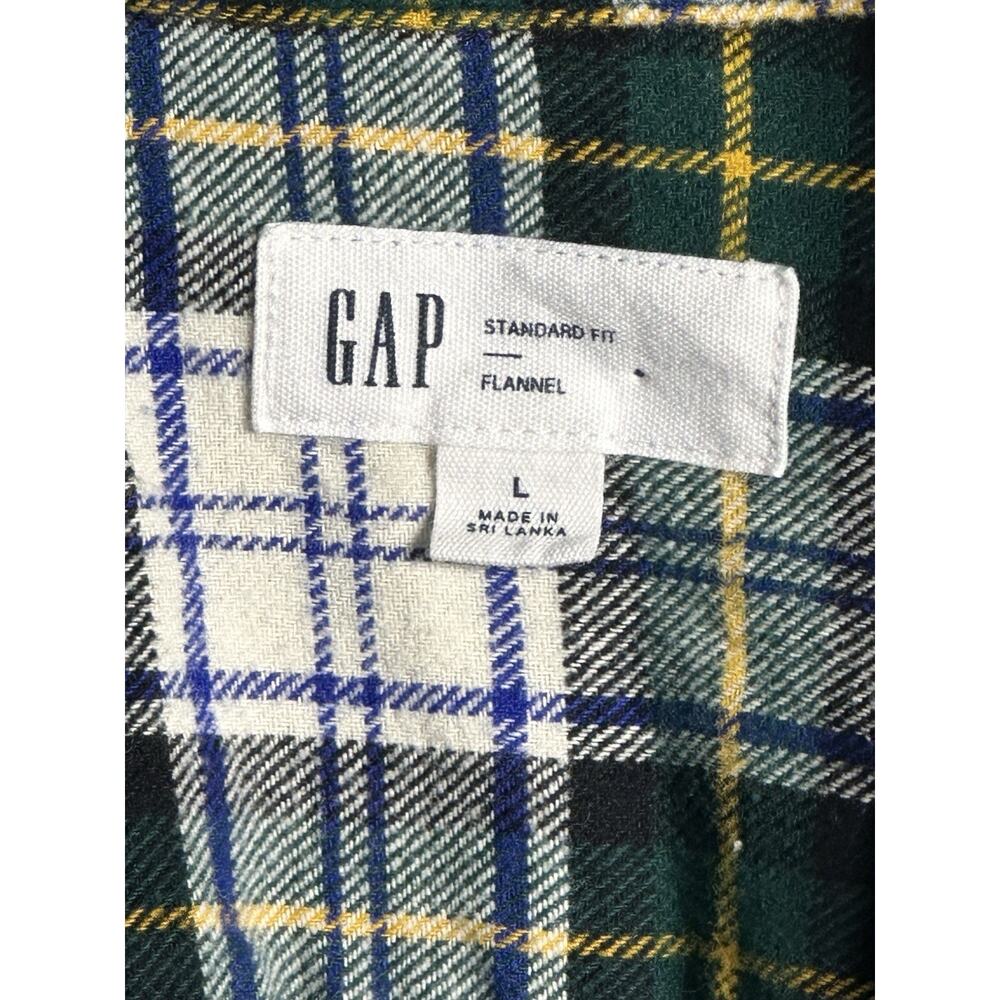 90s Grunge Green Plaid GAP Flannel‎ Shirt | Oversized Skater Indie - Picture 2 of 6
